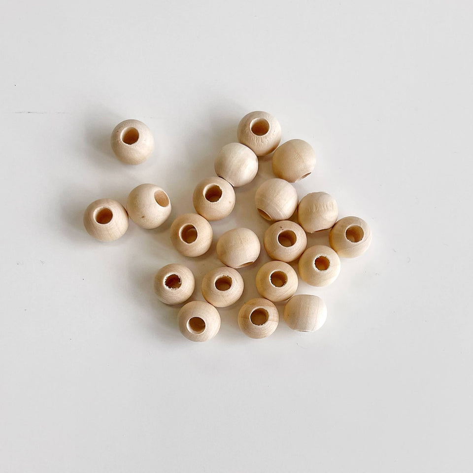 Wooden Beads 12mm Diameter and 4mm Hole for Macrame